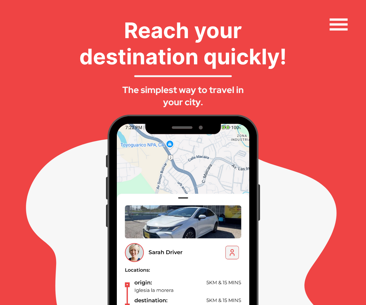 Ruun mobile app interface showing a map with ride options and nearby drivers